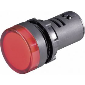 Led jelzőlámpa piros, 12V, AC/DC, D=16mm