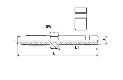 Hose studs straight D 6 | L 65,5 | tube Ø 6, short, NUT