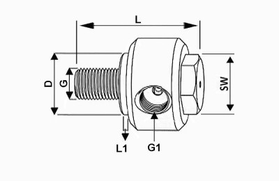 Építőgép forgó csatlakozó 90° d1 1/8 BSP D 1/8 BSP, L=3MM
