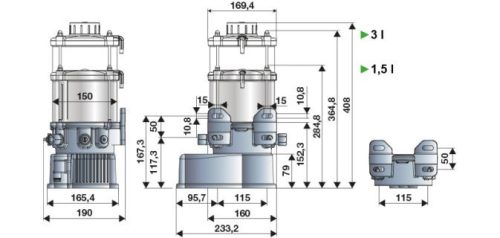 RAASM grease pump 12VDC 1pc pumping element 3 liter tank with grease level indicator (with analog control)