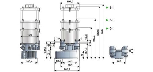 RAASM grease pump 24VDC 1pc pumping element 8 liter tank with grease level indicator (with digital control)